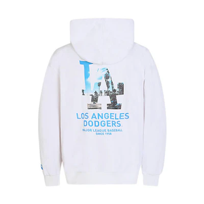 MLB LA Large Logo Print Long Sleeve Sweatshirt Unisex - White 31HDE1011-07W