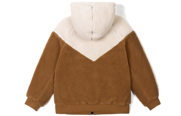 MLB Lamb Wool Hooded Jacket Unisex Beige Khaki拼接 31JPF5061-50B 圖 3