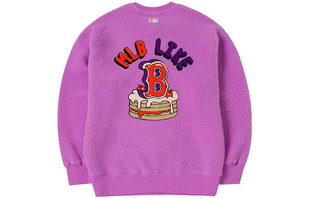 MLB Lavender Plush Fleece Pullover Sweatshirt Unisex Couple Style Thickened 3AMTL0326-43LDL