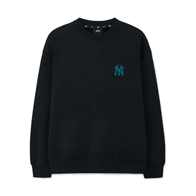 MLB Letter Embroidered Crewneck Sweatshirt Unisex Black 3AMTB0336-50BKS