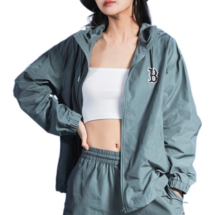 MLB Letter Logo Printed Hoodie Jacket Unisex Teal Green 3AWJB5124-43GRS 圖 4