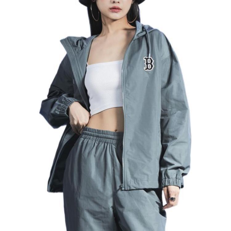 MLB Letter Logo Printed Hoodie Jacket Unisex Teal Green 3AWJB5124-43GRS 圖 5