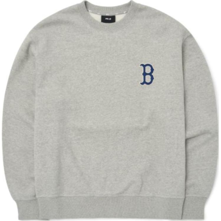 MLB Letter Print Crewneck Pullover Sweatshirt Unisex Gray 3AMTB0626-43MGS