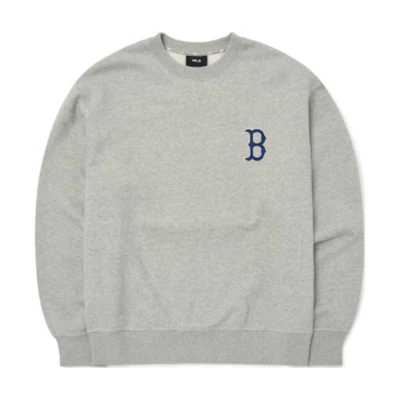 MLB Letter Print Crewneck Pullover Sweatshirt Unisex Gray 3AMTB0626-43MGS