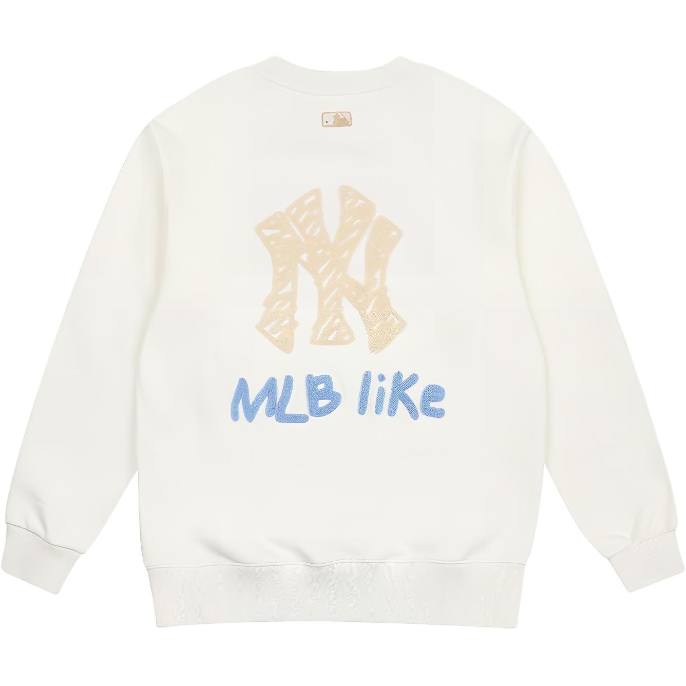 MLB Letter Print Fleece Sweatshirt Unisex White 3AMTEC216-50CRS