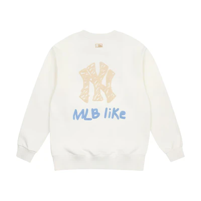 MLB Letter Print Fleece Sweatshirt Unisex White 3AMTEC216-50CRS