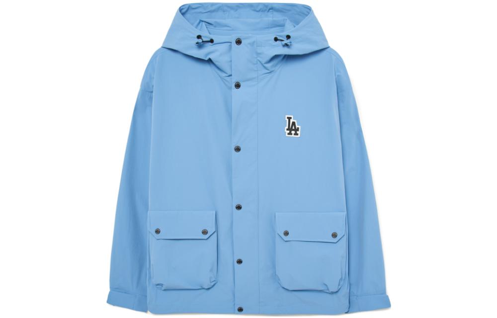 MLB Letter Print Hooded Jacket Unisex Blue 3AWJB0134-07SBD