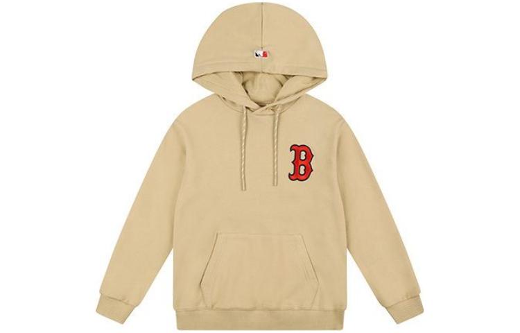 MLB Letter Print Hoodie Pullover Unisex Long Sleeve Khaki 31HD03111-43B