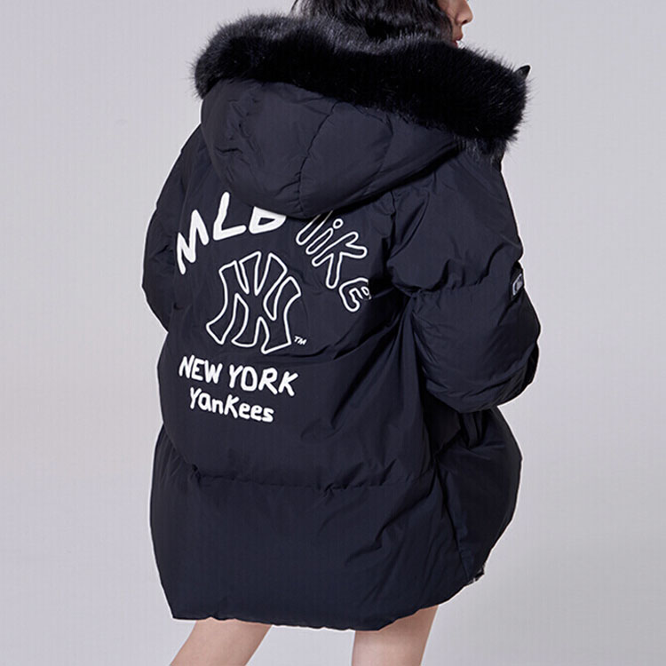 MLB Letter Print Short Hooded Quilted Down Jacket Unisex Black. 3ADJEC116-50BKS 圖 5