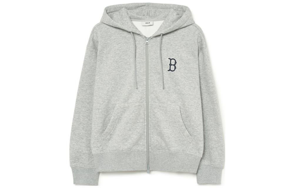 MLB Letter Print Zip-Up Hoodie Jacket Unisex - Gray 3ATRB0236-43MGS