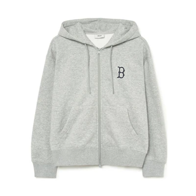 MLB Letter Print Zip-Up Hoodie Jacket Unisex - Gray 3ATRB0236-43MGS