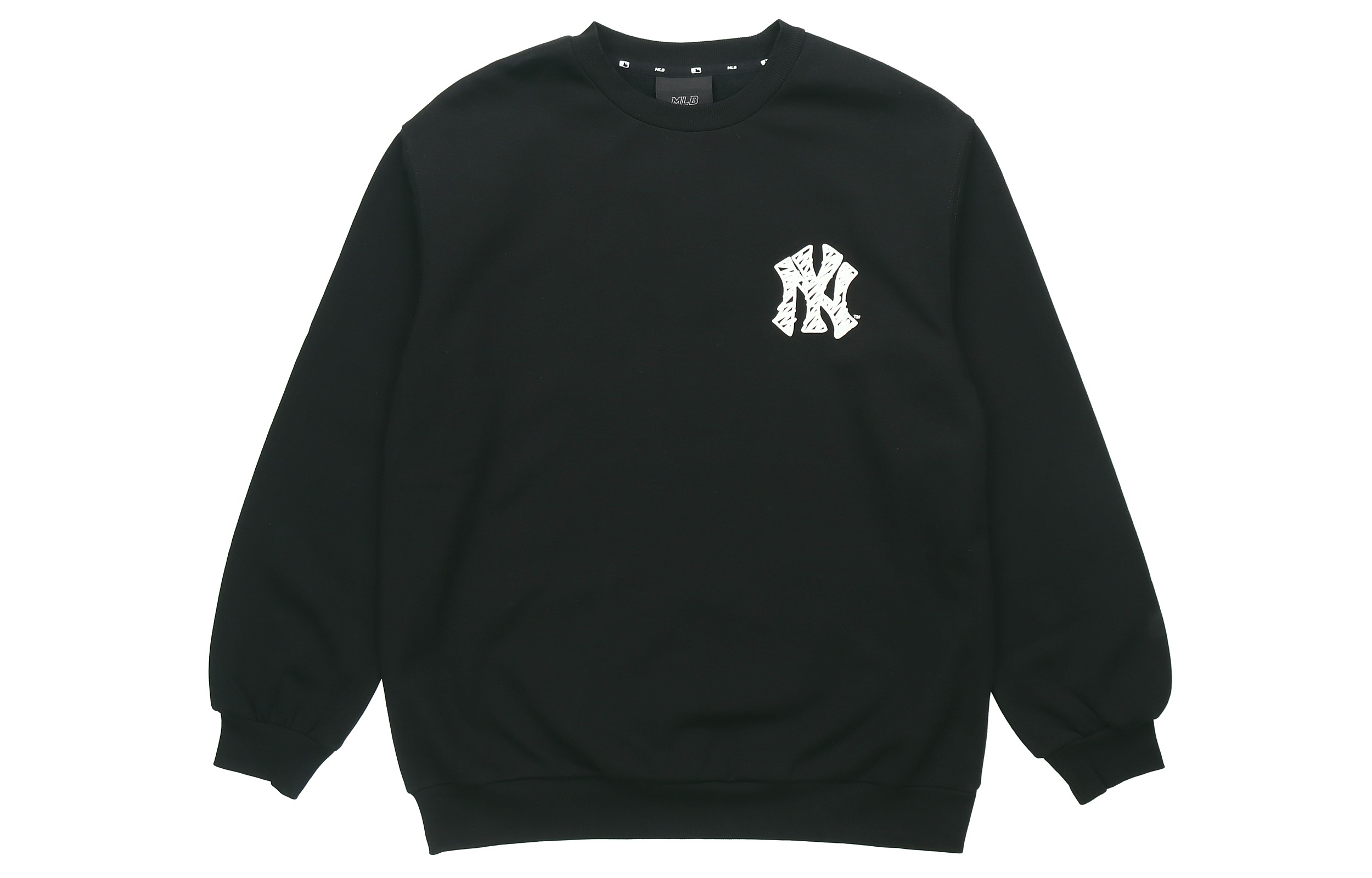 Lookbook MLB LIKE系列 NY洋基隊字母標誌黑色圓領衛衣 男女適用 31MT22961-50L