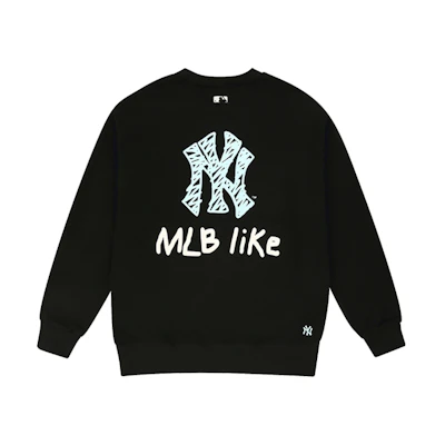 MLB LIKE Series Black Loose Fit Graffiti Print Lightweight Sweatshirt-Unisex 31MT08011-50L