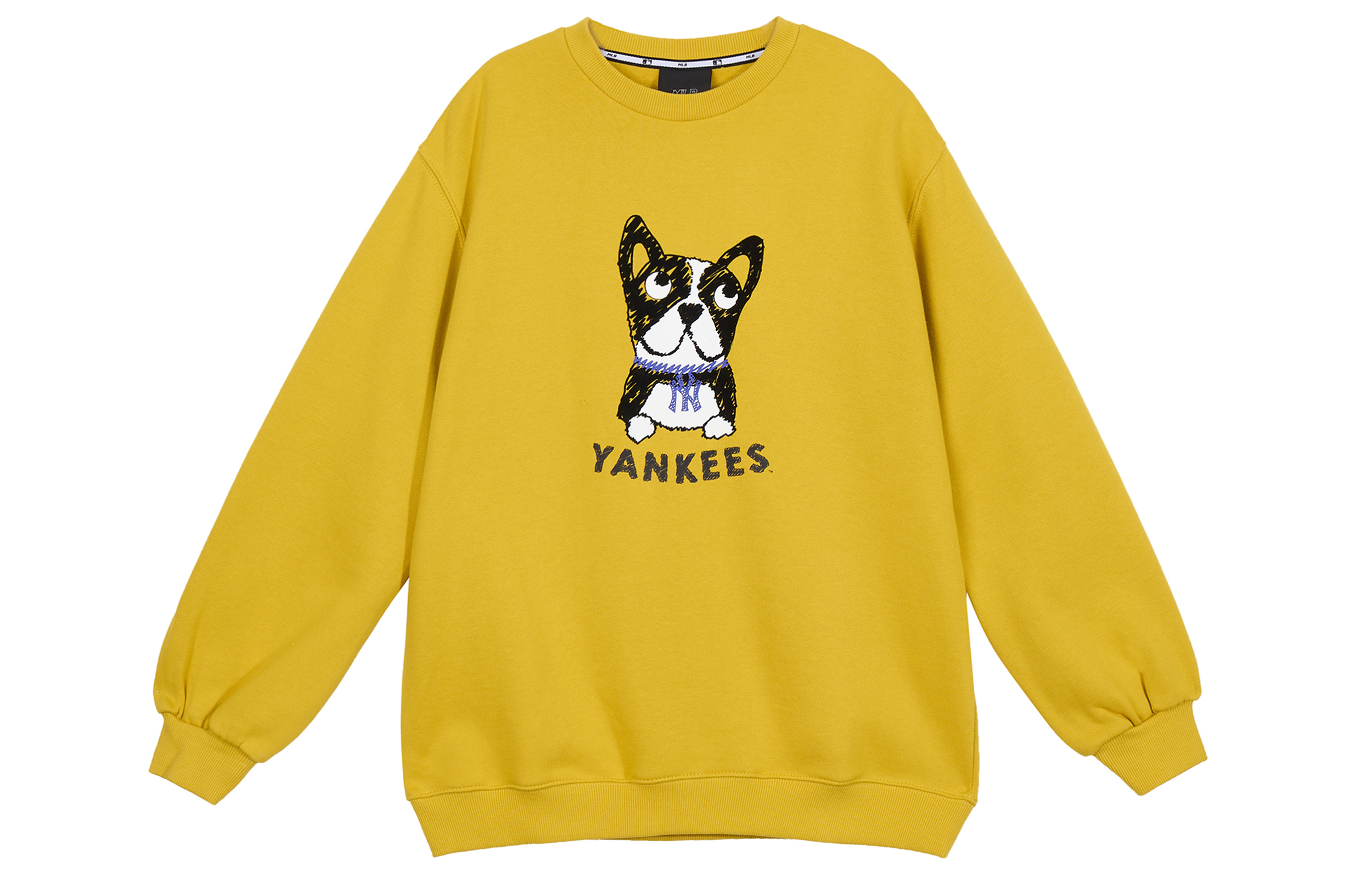MLB LIKE Series Cartoon Dog Logo Yellow Crewneck Sweatshirt Unisex 31MTC8961-50Y