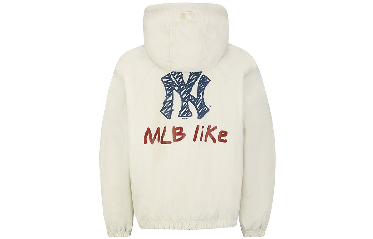 MLB LIKE Series Graffiti Ivory White Windbreaker Jacket Unisex Lightweight Casual 31JP09031-50I