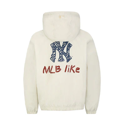 MLB LIKE Series Graffiti Ivory White Windbreaker Jacket Unisex Lightweight Casual 31JP09031-50I