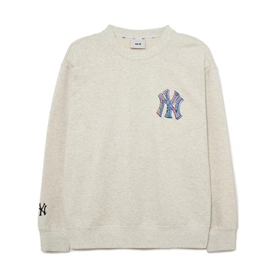 MLB LIKE Series New York Yankees Casual Crewneck Sweatshirt Light Grey Unisex 3AMTL2034-50MGL