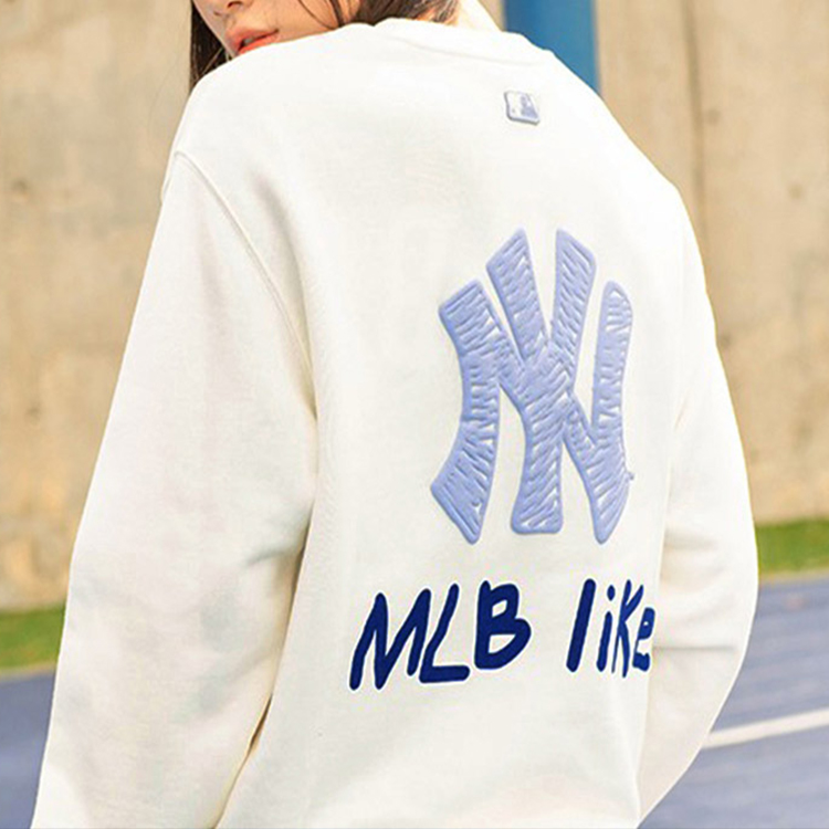 MLB LIKE Series New York Yankees Logo Crewneck Pullover Sweatshirt White Unisex 31MT22961-50I 圖 4