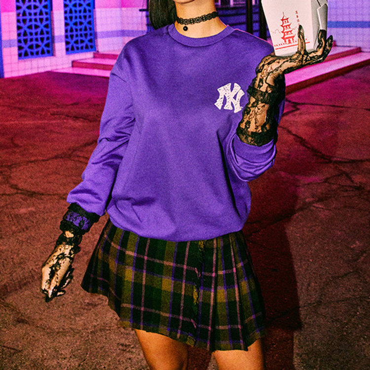 MLB LIKE Series Unisex Loose Fit Graffiti Sweatshirt Blue Purple Long Sleeve 31MT08011-50V 圖 5