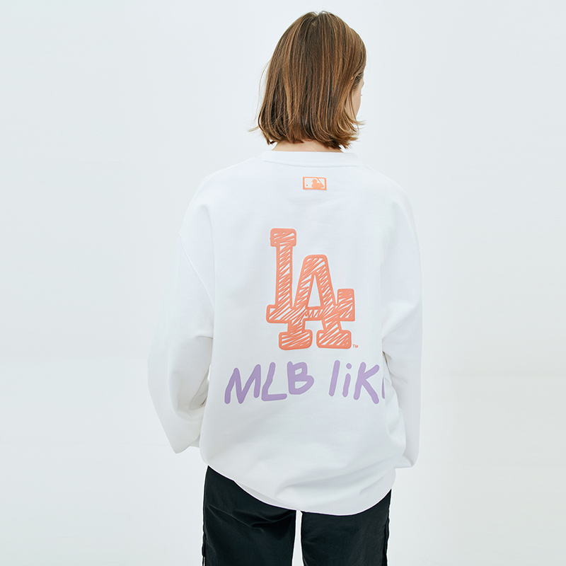 MLB LIKE Series Unisex White Graffiti Print Lightweight Long Sleeve Sweatshirt 31MT08011-07W 圖 5