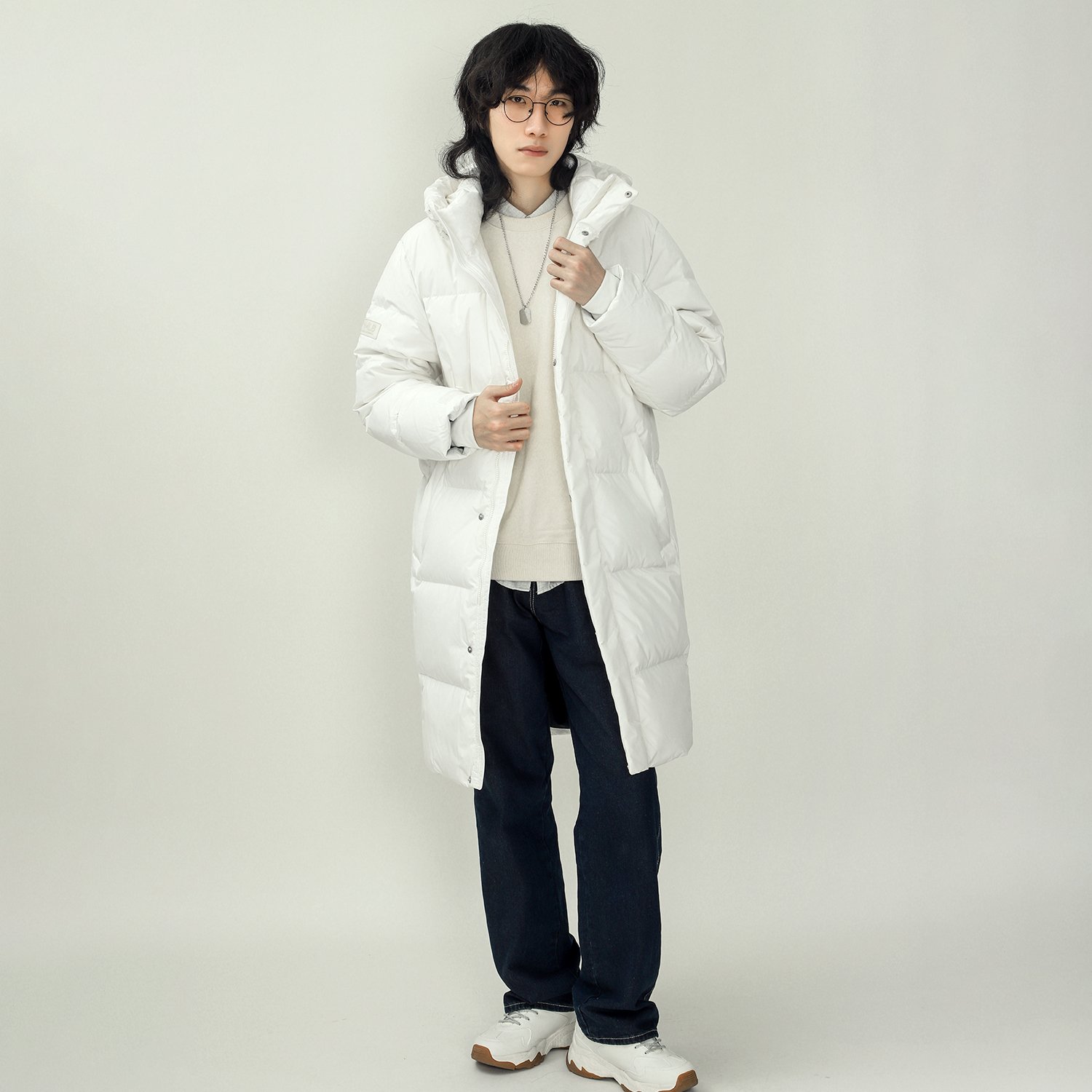 MLB Logo Embroidered Long Quilted Down Jacket Unisex Winter White. 3ADJJ0416-50IVS 圖 4