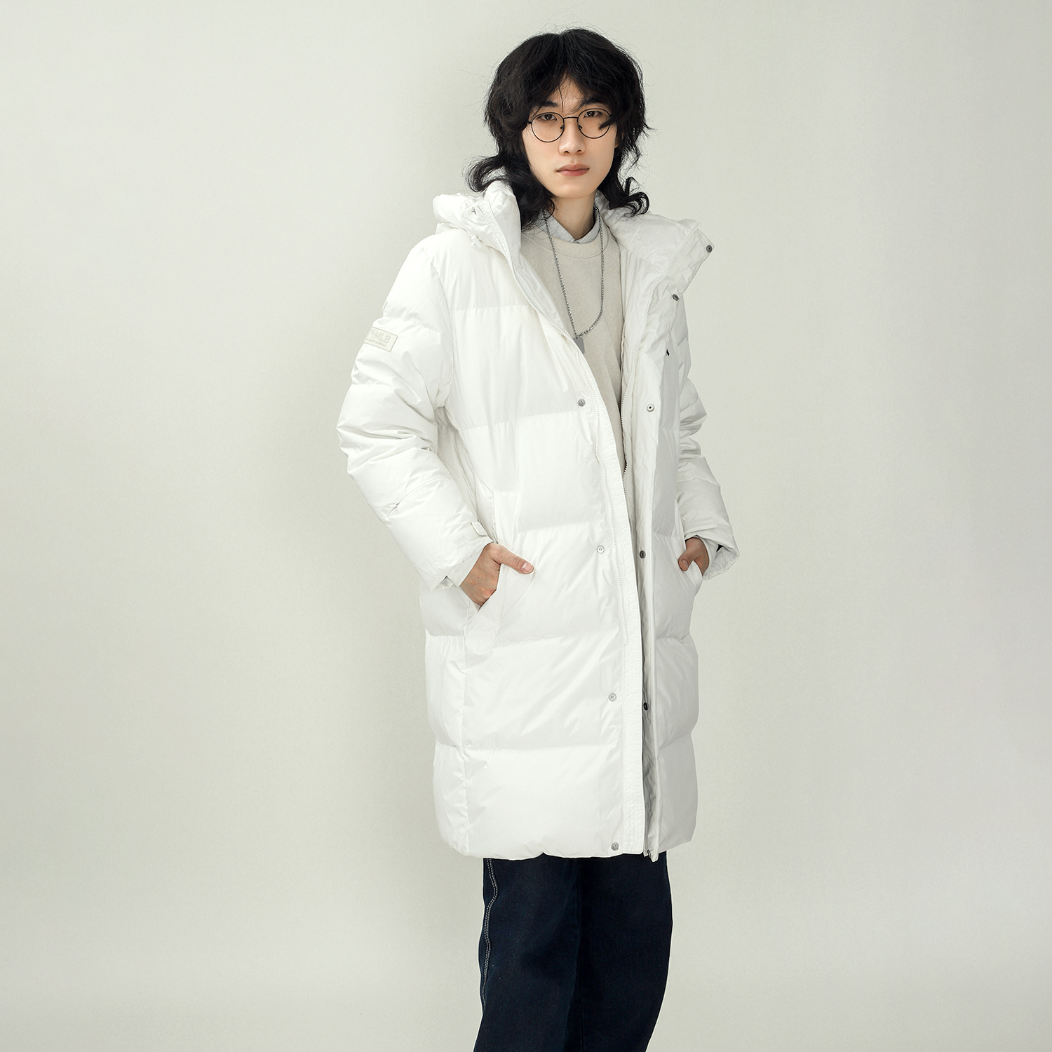 MLB Logo Embroidered Long Quilted Down Jacket Unisex Winter White. 3ADJJ0416-50IVS 圖 7