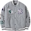Order MLB Logo Embroidered Loose Fit Baseball Jacket Unisex Couple Style - Grey 3AJPN0124-00MGS