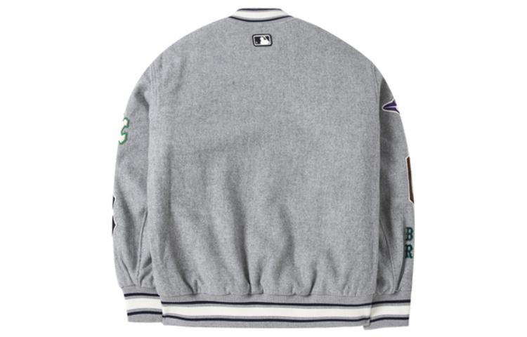 Lookbook MLB Logo Embroidered Loose Fit Baseball Jacket Unisex Couple Style - Grey 3AJPN0124-00MGS