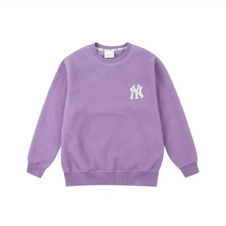 MLB Logo Fleece Sweatshirt Unisex Purple Long Sleeve 31MTF1061-50V