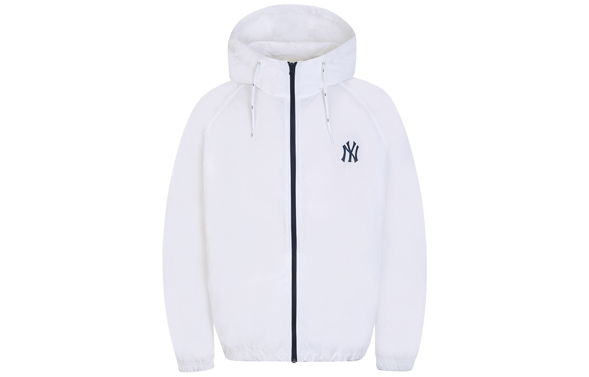 MLB Logo Hooded Windbreaker Jacket White Unisex 31JPR1031-50W