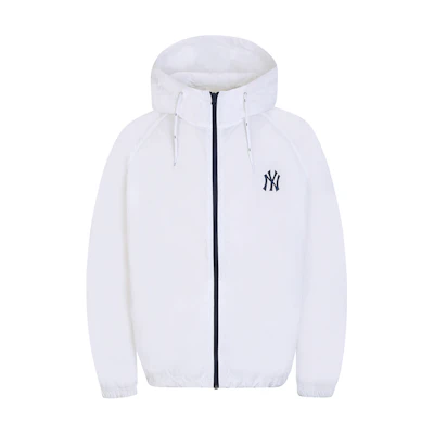 MLB Logo Hooded Windbreaker Jacket White Unisex 31JPR1031-50W