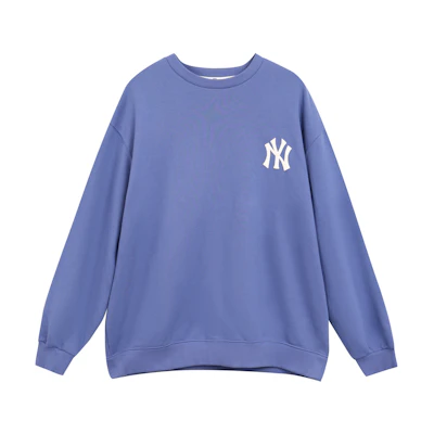 MLB Logo Letter Print Crewneck Pullover Sweatshirt Unisex Blue 31MT21941-50U