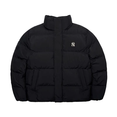 MLB Logo Lightweight Black Puffer Jacket Unisex Windproof and Warm Short Coat 3ADJB0416-50BKS