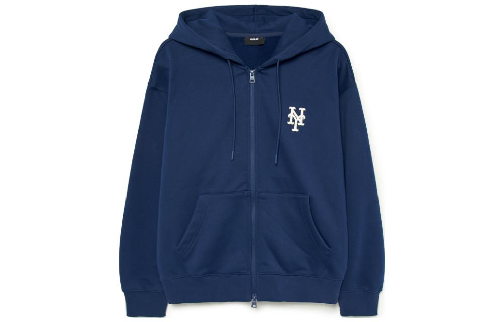 MLB Logo Navy Blue  Hoodie Zip-Up Jacket 3ATRB0236-09NYS