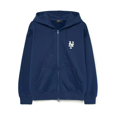 MLB Logo Navy Blue Hoodie Zip-Up Jacket 3ATRB0236-09NYS