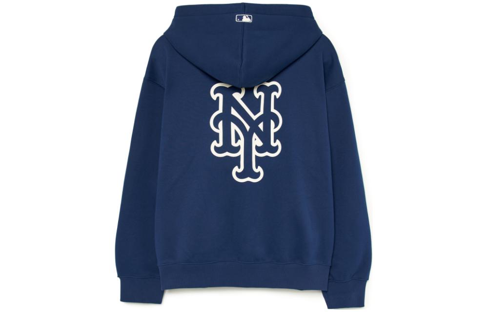 Lookbook MLB Logo Jaket Hoodie Navy Blue dengan Resleting 3ATRB0236-09NYS