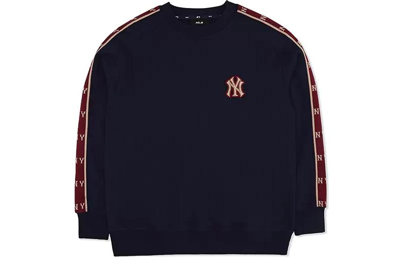 MLB Logo Navy Crewneck Pullover Fleece Sweatshirt Unisex 3AMTM0826-50NYD 圖 2