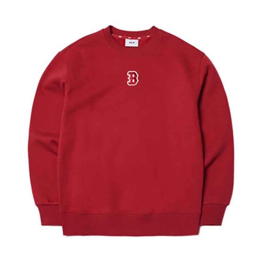 MLB Logo Patch Pullover Crewneck Sweatshirt Unisex - Deep Red 3AMTB5116-43RDD
