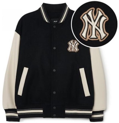 MLB 로고 패치 바시티 야구 자켓 유니섹스 커플룩 블랙 3AJPB0131-50BKS Buy MLB 로고 패치 바시티 야구 자켓 유니섹스 커플룩 블랙 3AJPB0131-50BKS