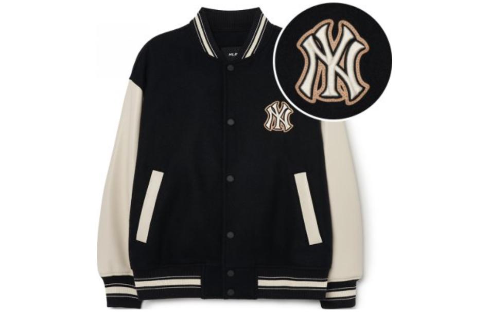 Order MLB 로고 패치 바시티 야구 자켓 유니섹스 커플룩 블랙 3AJPB0131-50BKS