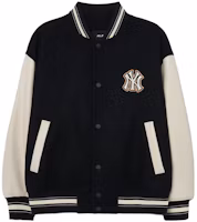 Shop MLB 標誌補丁棒球外套 情侶款 黑色 3AJPB0131-50BKS