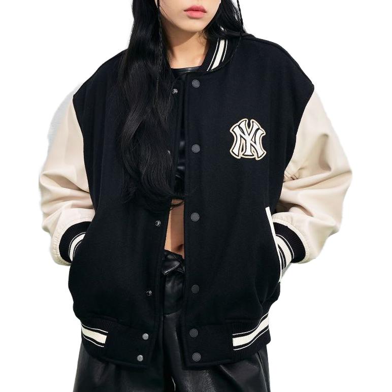 Details for MLB 로고 패치 바시티 야구 자켓 유니섹스 커플룩 블랙 3AJPB0131-50BKS