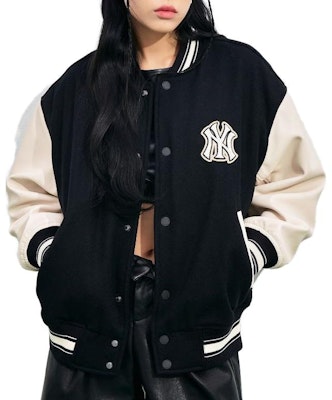 MLB 로고 패치 바시티 야구 자켓 유니섹스 커플룩 블랙 3AJPB0131-50BKS Details for MLB 로고 패치 바시티 야구 자켓 유니섹스 커플룩 블랙 3AJPB0131-50BKS