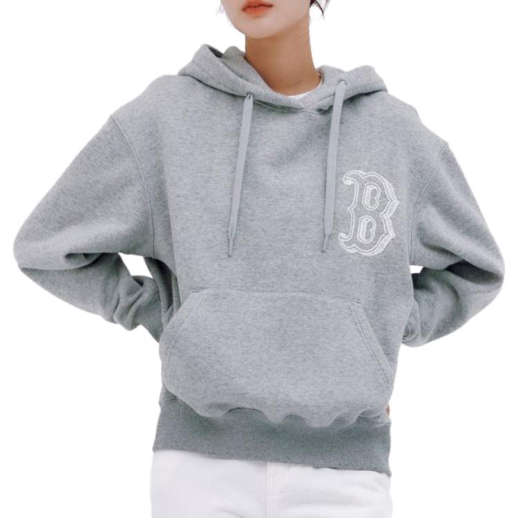 MLB Logo Print Kangaroo Pocket Hoodie Unisex Gray 3AHDB0336-43MGS 圖 3