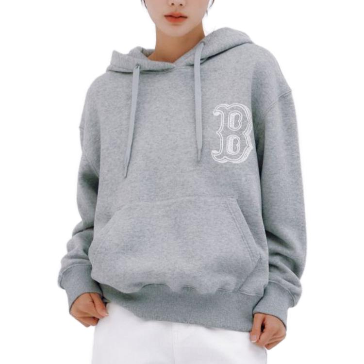 MLB Logo Print Kangaroo Pocket Hoodie Unisex Gray 3AHDB0336-43MGS 圖 5