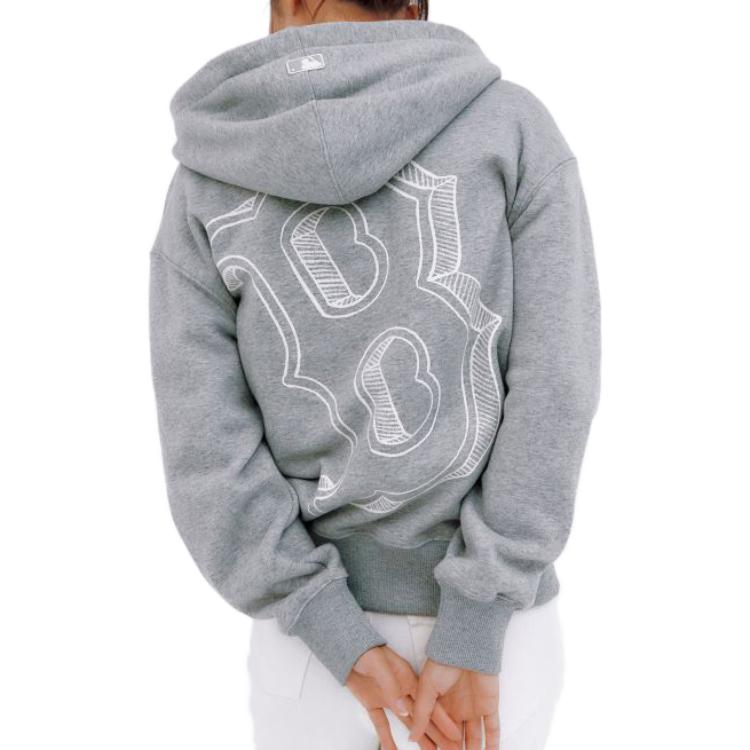 MLB Logo Print Kangaroo Pocket Hoodie Unisex Gray 3AHDB0336-43MGS 圖 6