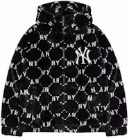 MLB Logo Print Sherpa Fleece Hoodie Jacket Black Unisex 3AFDM0226-50BKS MLB Logo Print Sherpa Fleece Hoodie Jacket Black Unisex 3AFDM0226-50BKS