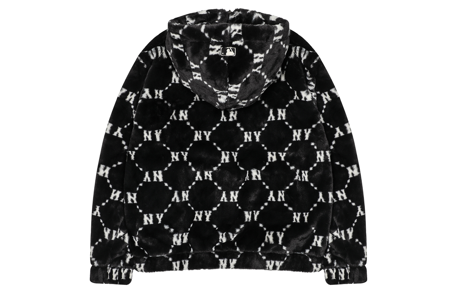 Lookbook MLB标志印花羊羔绒连帽外套黑色男女款 3AFDM0226-50BKS