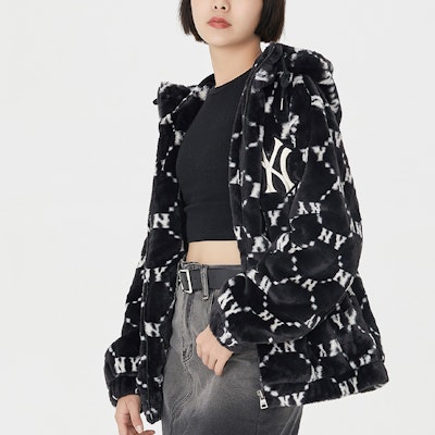 MLB标志印花羊羔绒连帽外套黑色男女款 3AFDM0226-50BKS Details for MLB标志印花羊羔绒连帽外套黑色男女款 3AFDM0226-50BKS