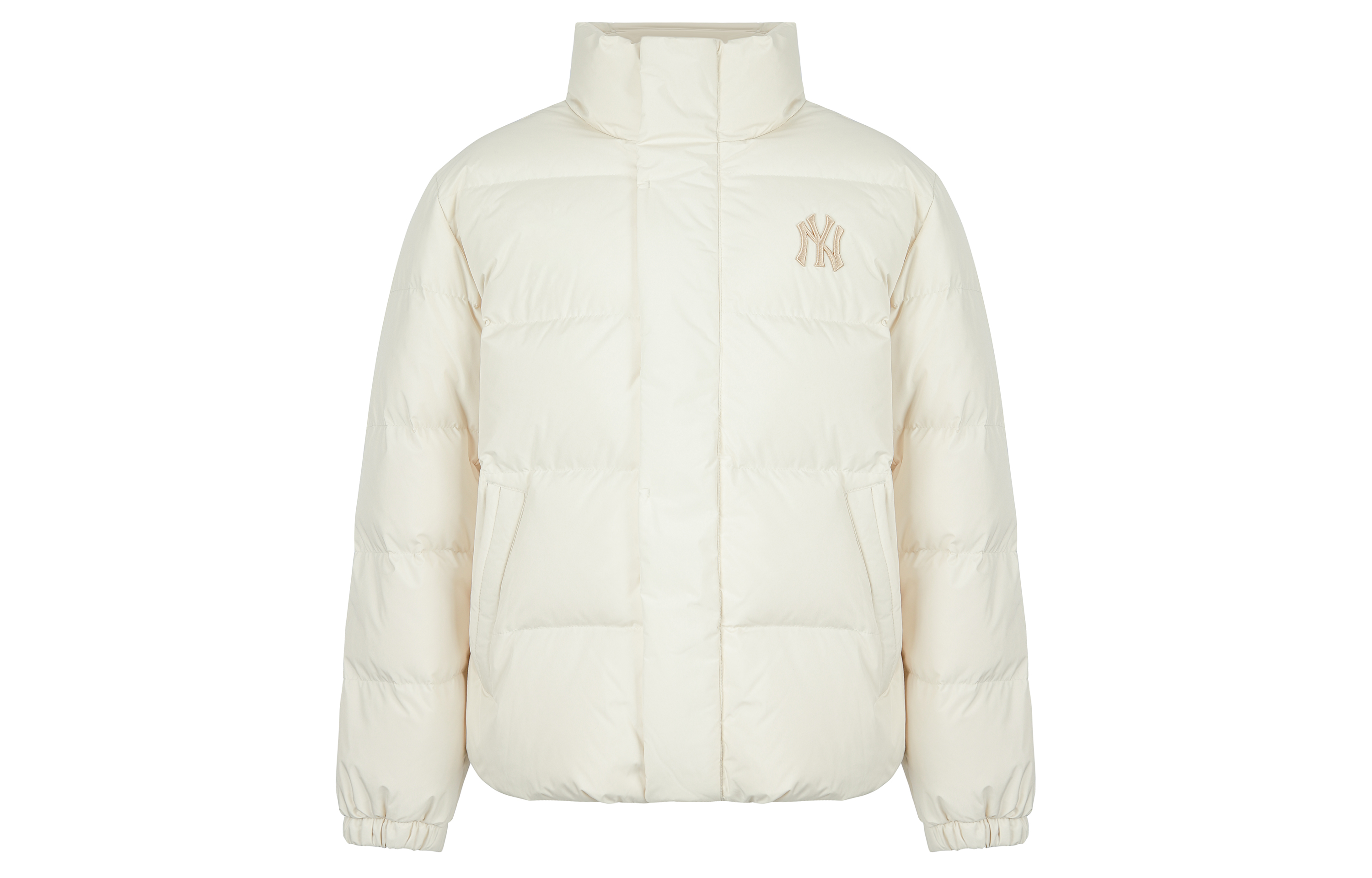 MLB Logo Print Short Puffer Jacket Unisex - Off White 3ADJB0116-50CRS